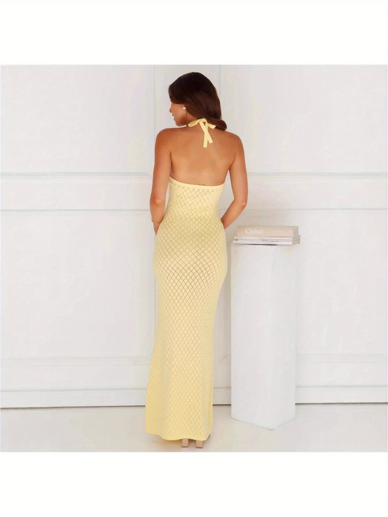 Women's Sexy Beach Dress - One-Shoulder Swimsuit Cover-Up, Long Formal Casual Outfit, Machine Washable Chic Swimwear Wrap for Poolside & Evening Events, Summer Vacation Wear, Elegant Coverup, Fabric, Summer Fashion