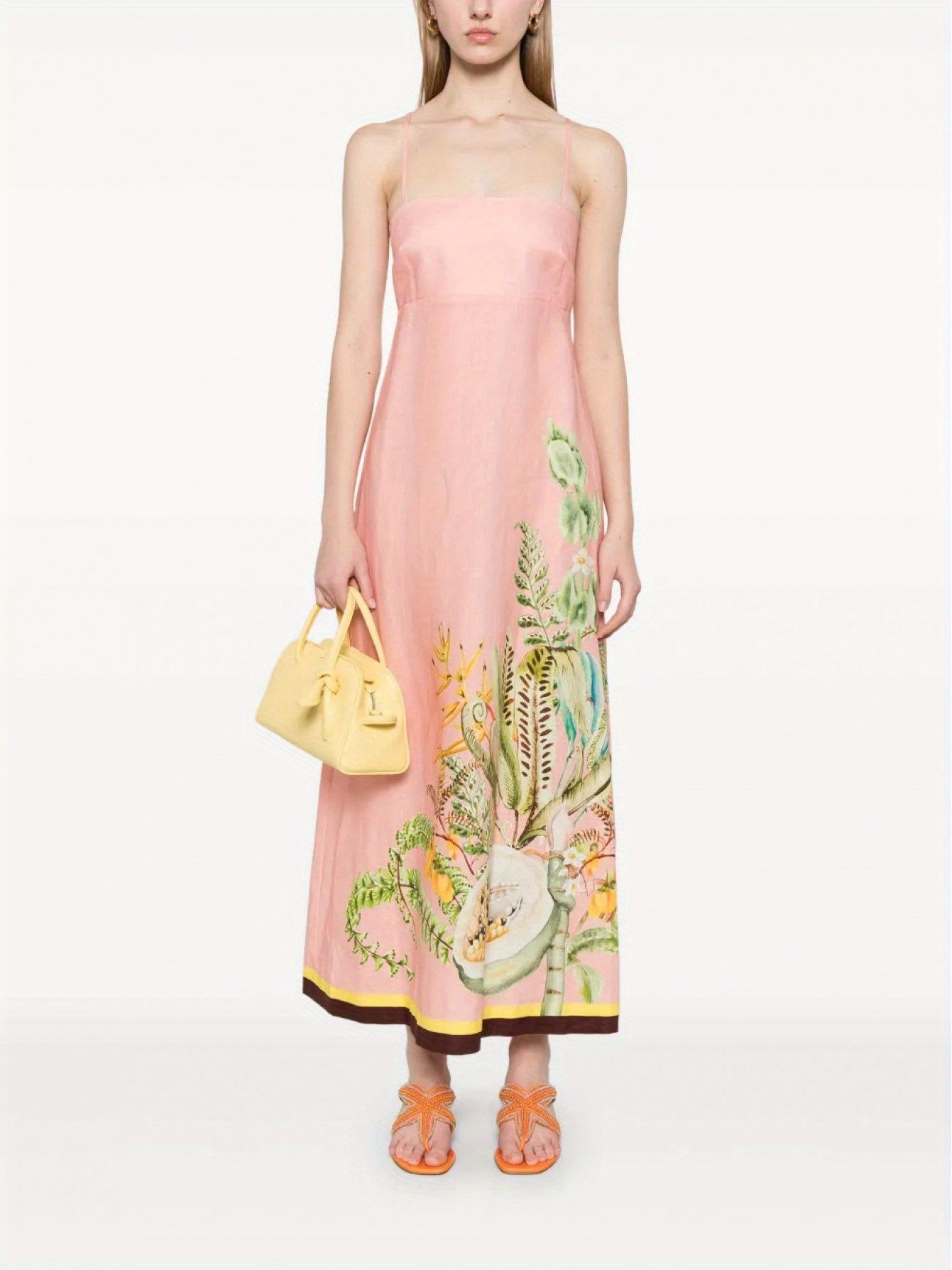 New Women'S Fashion High-Waisted - Printed Casual Dress with Straps