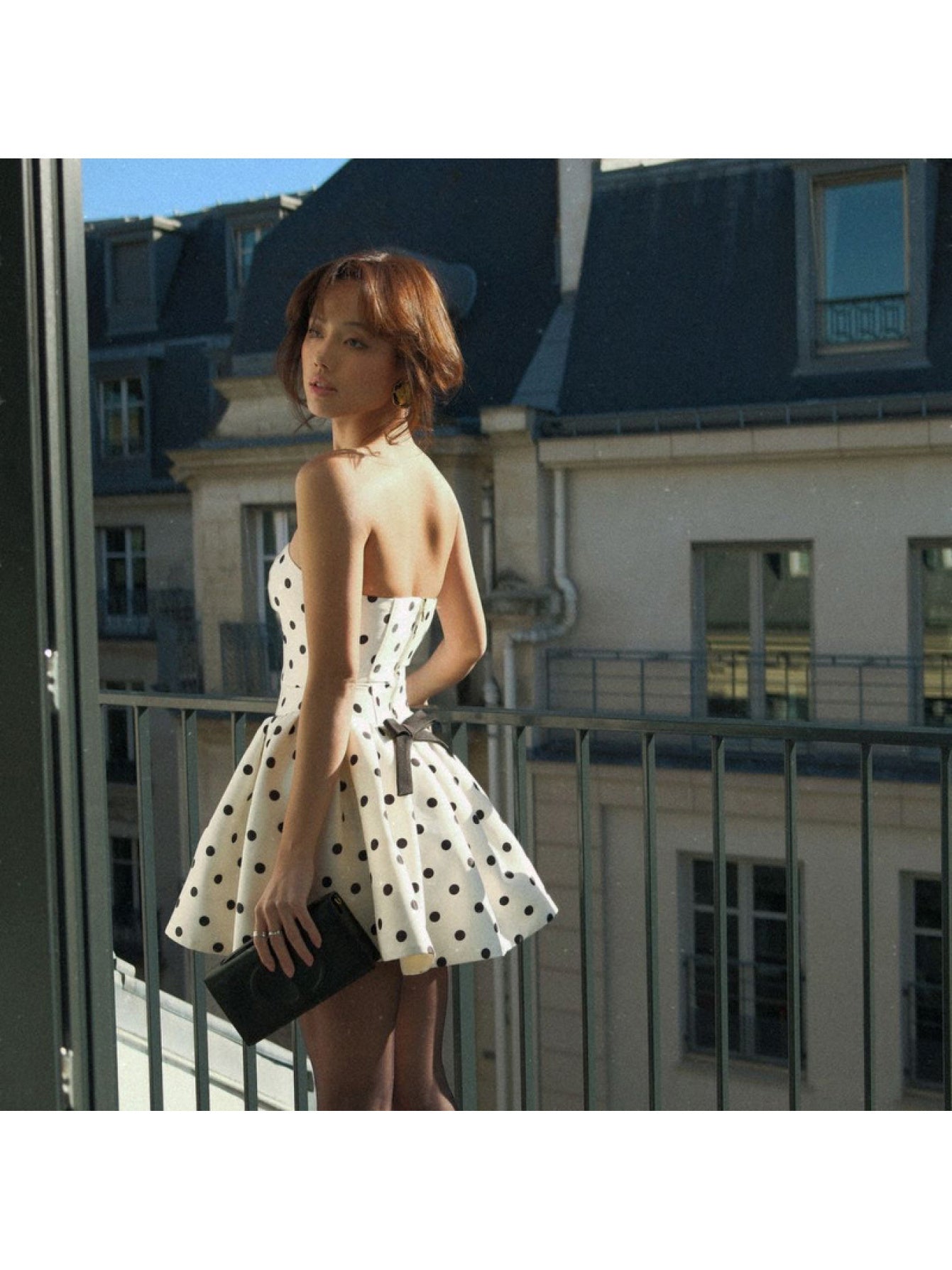 Women's Sexy Strapless Party Dress - Chic Black & Polka Dot Vintage, Form-Fitting Bodice with Flowy Skirt, Machine Washable Formal\u002FEveryday Evening Outfits, Spring Fashion, Elegant Design, Lightweight Fabric, Trendy Outfit, Women