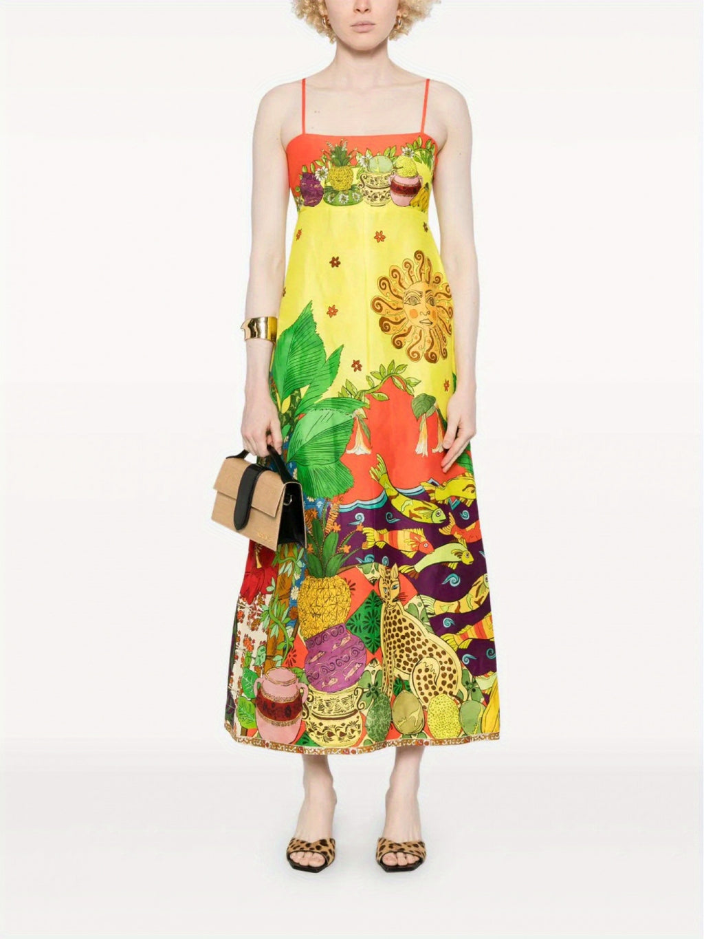 New Women'S Fashion High-Waisted - Printed Casual Dress with Straps