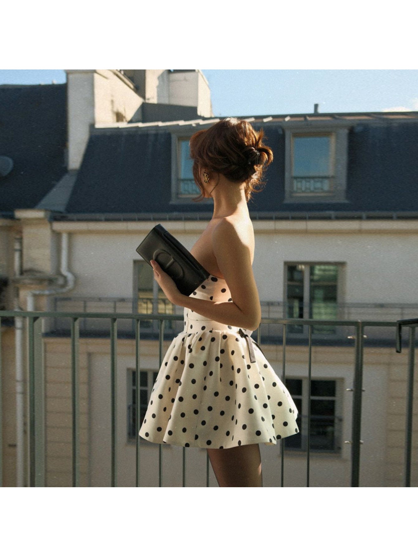 Women's Sexy Strapless Party Dress - Chic Black & Polka Dot Vintage, Form-Fitting Bodice with Flowy Skirt, Machine Washable Formal\u002FEveryday Evening Outfits, Spring Fashion, Elegant Design, Lightweight Fabric, Trendy Outfit, Women