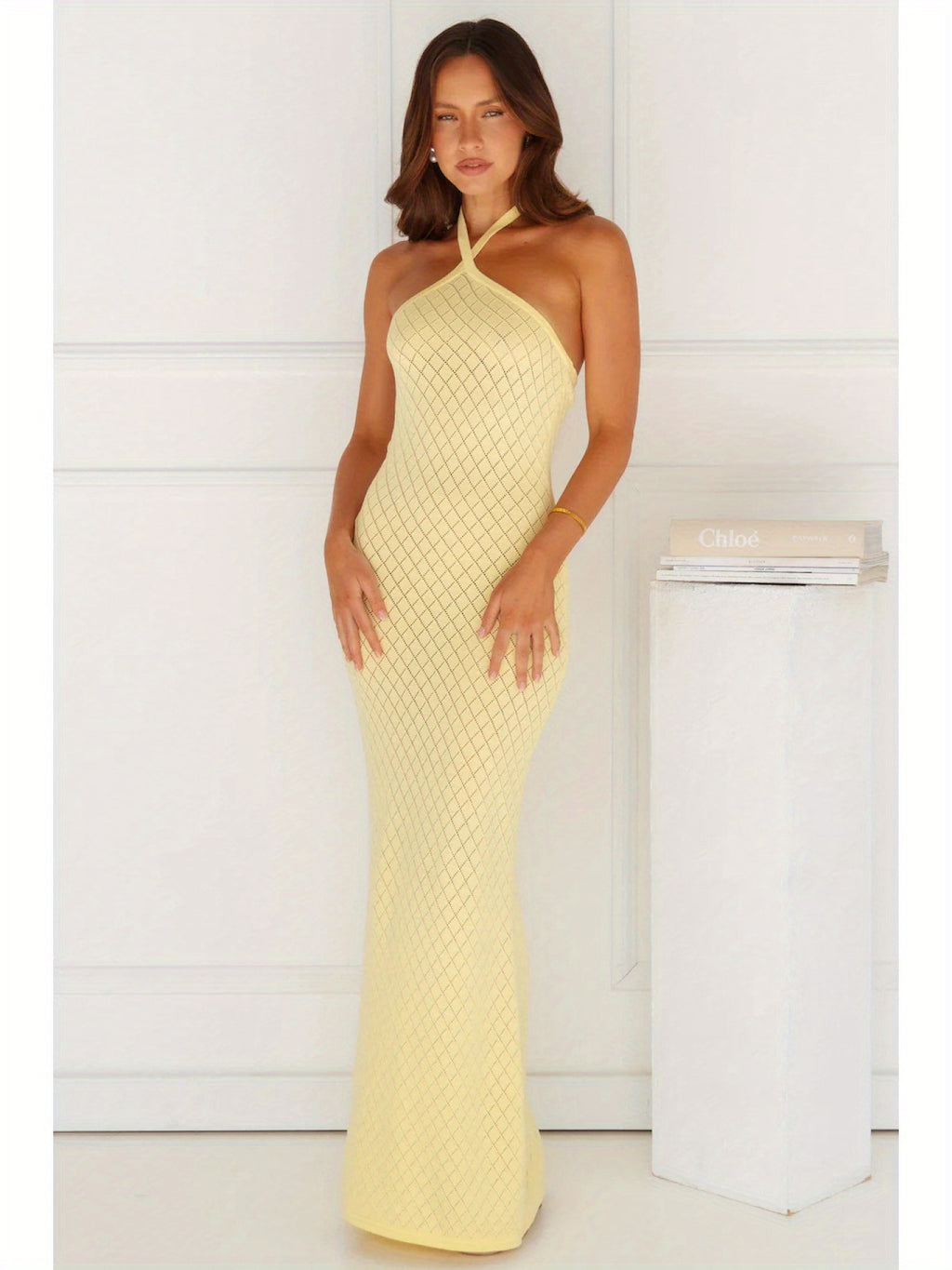 Women's Sexy Beach Dress - One-Shoulder Swimsuit Cover-Up, Long Formal Casual Outfit, Machine Washable Chic Swimwear Wrap for Poolside & Evening Events, Summer Vacation Wear, Elegant Coverup, Fabric, Summer Fashion