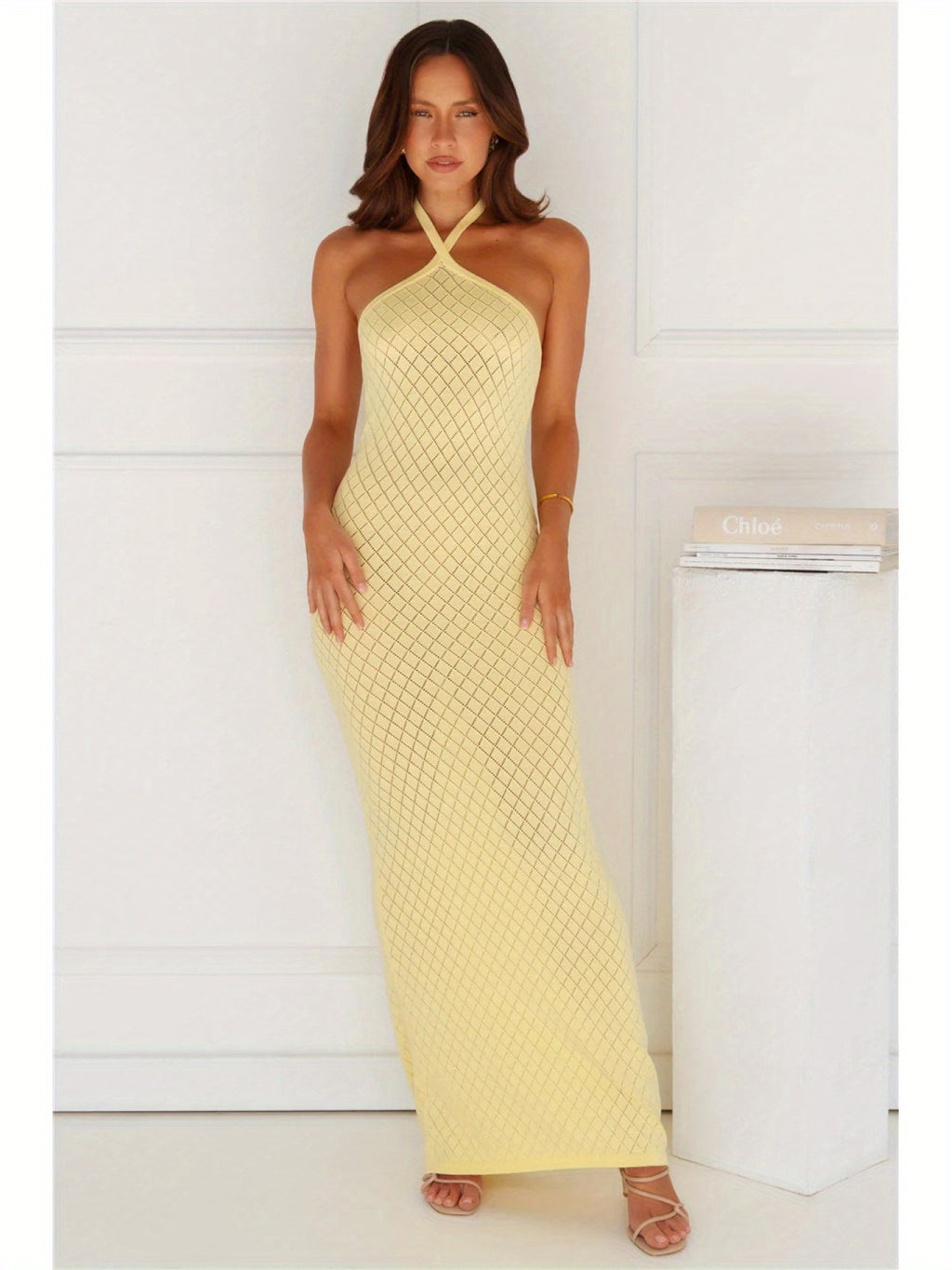 Women's Sexy Beach Dress - One-Shoulder Swimsuit Cover-Up, Long Formal Casual Outfit, Machine Washable Chic Swimwear Wrap for Poolside & Evening Events, Summer Vacation Wear, Elegant Coverup, Fabric, Summer Fashion