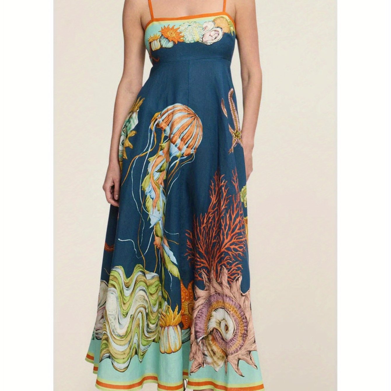 New Women'S Fashion High-Waisted - Printed Casual Dress with Straps