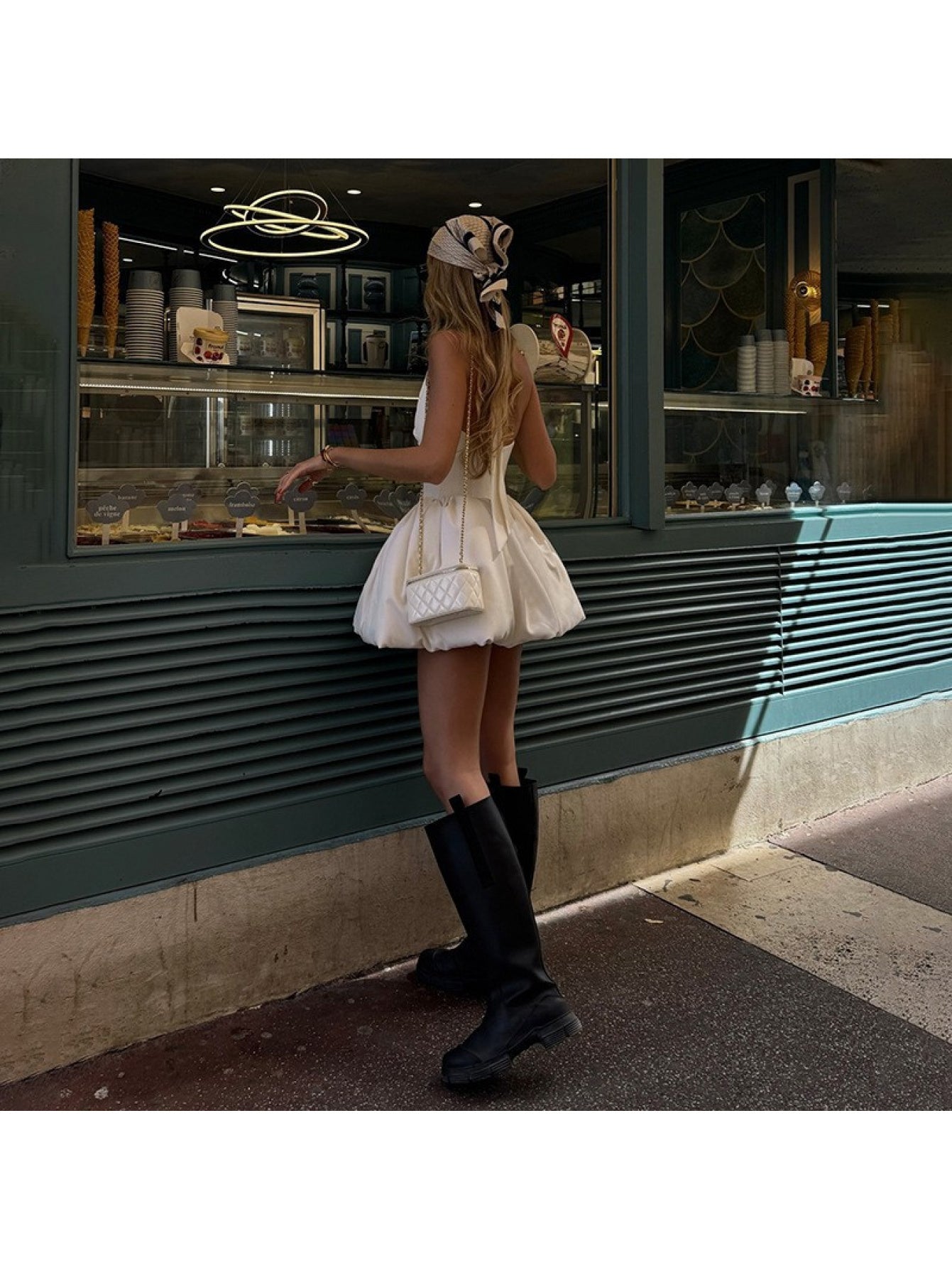 Lace-Up Halter Sexy Backless Puff Skirt Mini Dress, New Trendy Dress