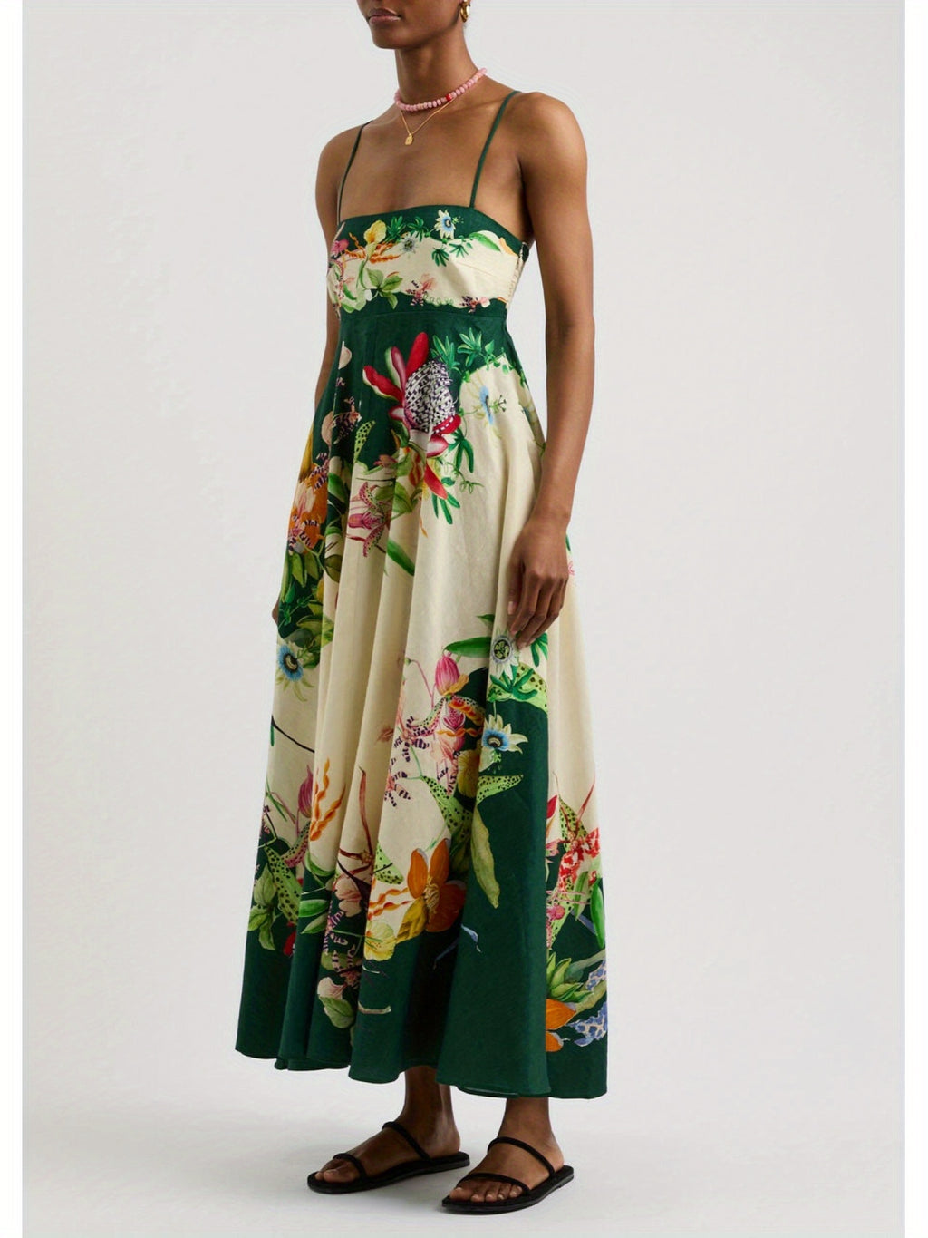 New Women'S Fashion High-Waisted - Printed Casual Dress with Straps