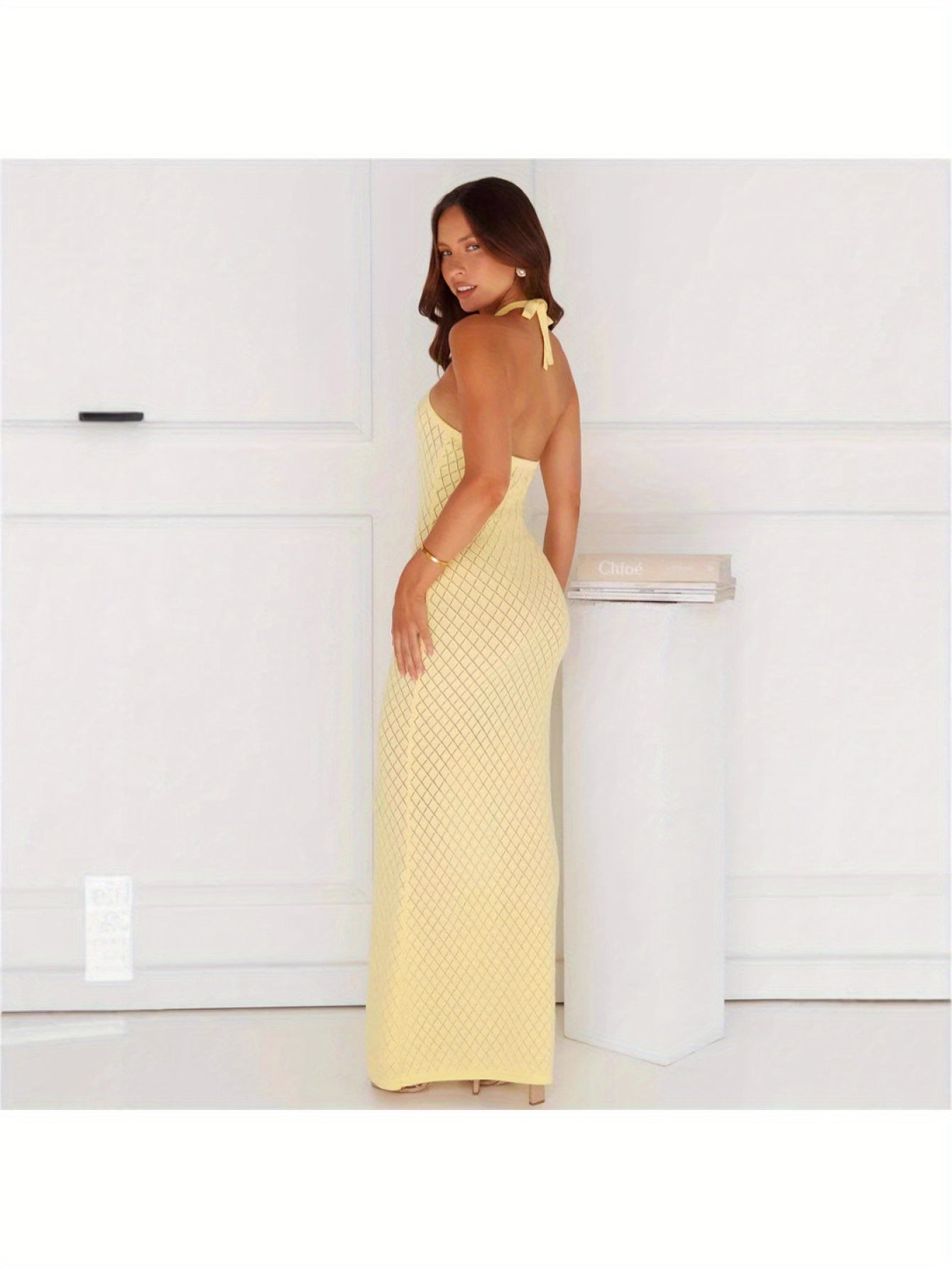 Women's Sexy Beach Dress - One-Shoulder Swimsuit Cover-Up, Long Formal Casual Outfit, Machine Washable Chic Swimwear Wrap for Poolside & Evening Events, Summer Vacation Wear, Elegant Coverup, Fabric, Summer Fashion