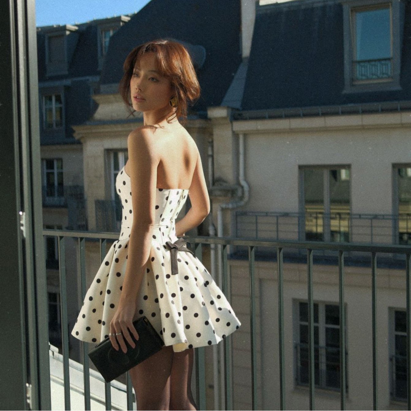 Women's Sexy Strapless Party Dress - Chic Black & Polka Dot Vintage, Form-Fitting Bodice with Flowy Skirt, Machine Washable Formal\u002FEveryday Evening Outfits, Spring Fashion, Elegant Design, Lightweight Fabric, Trendy Outfit, Women