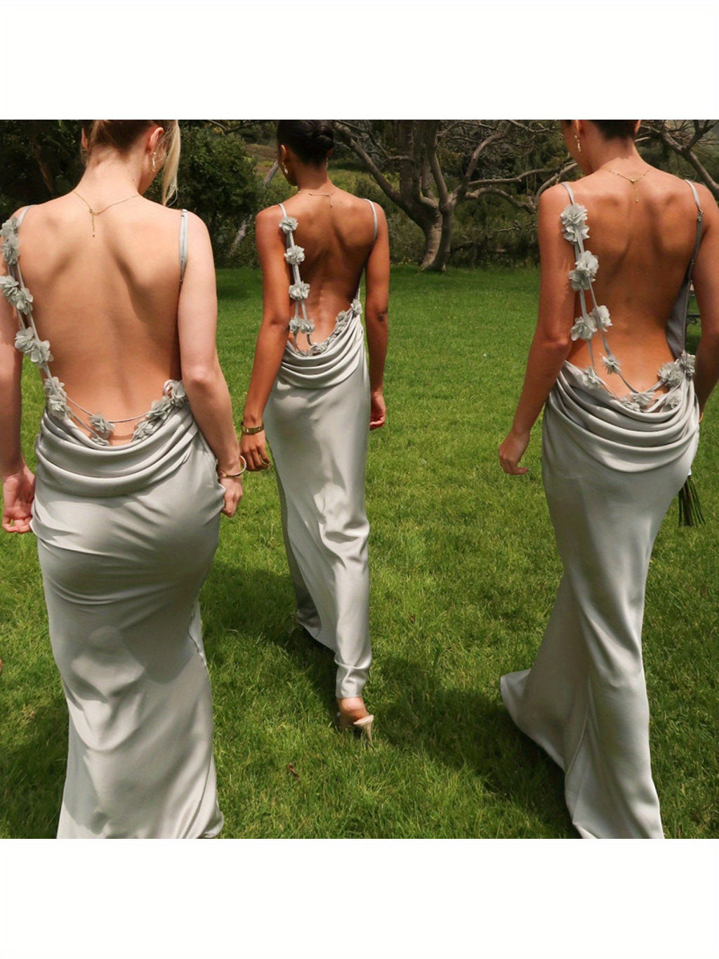 Elegant Floral Print Long Sleeveless Dress for Women - Backless Strapless Bodycon Mermaid Hem, A-Line Silhouette, Spring Summer Fall Fashion, Elegant Event Wear | Floral Print Dress | Mermaid Hemline, Floral Print Dress