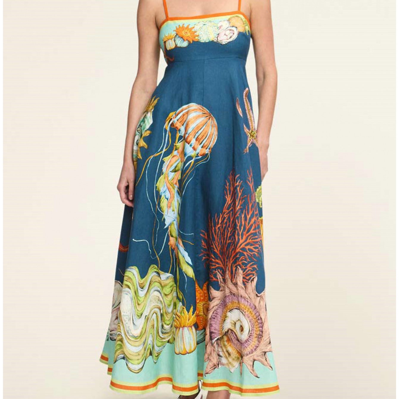 Women's Sleeveless Maxi dress - Tropical print Beach Vacation Dress, Flared Hem for Summer Parties, Casual Outfits - Non-Stretchy Formality, Beach to Dinner Party Attire