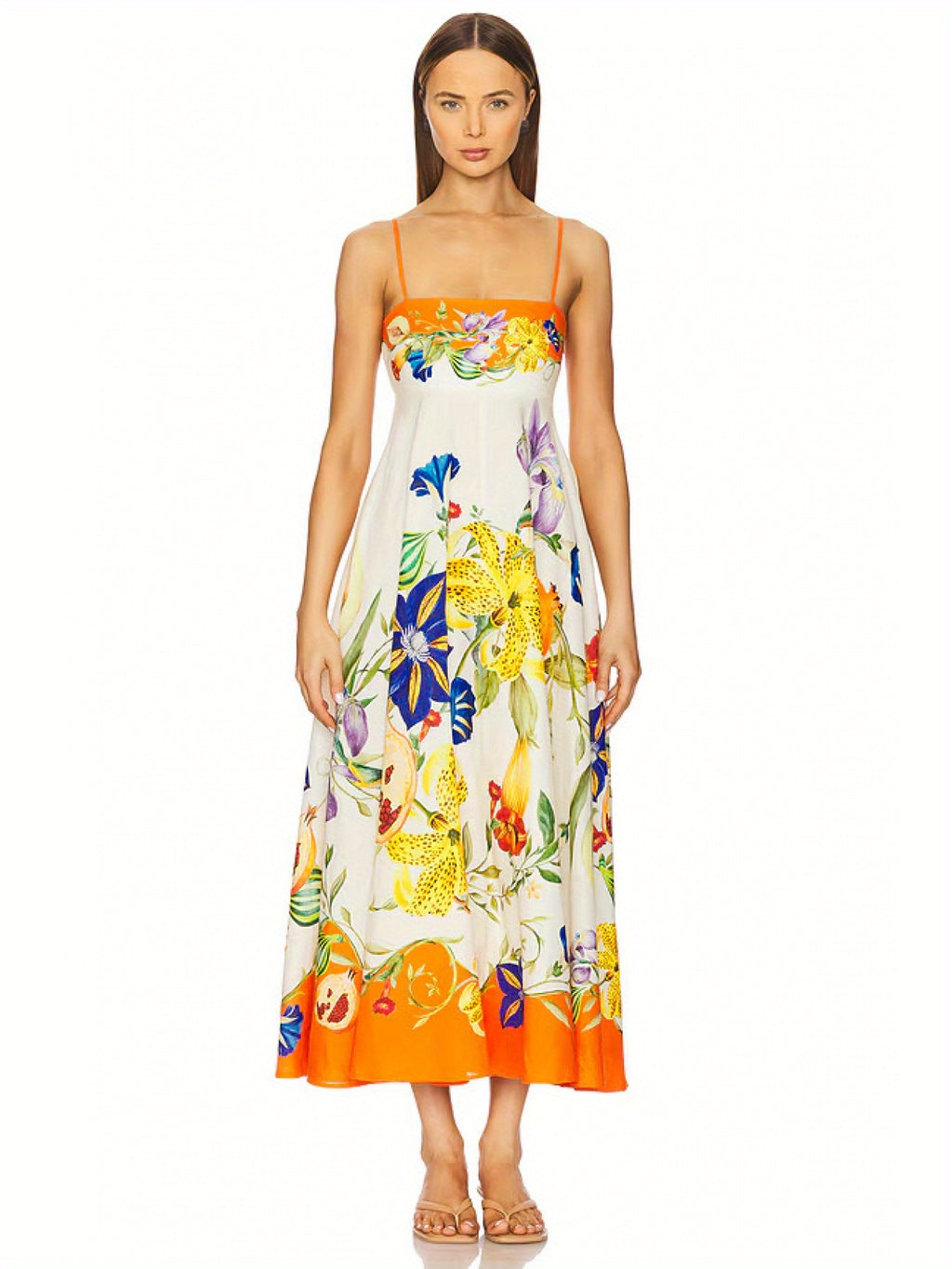 New Women'S Fashion High-Waisted - Printed Casual Dress with Straps