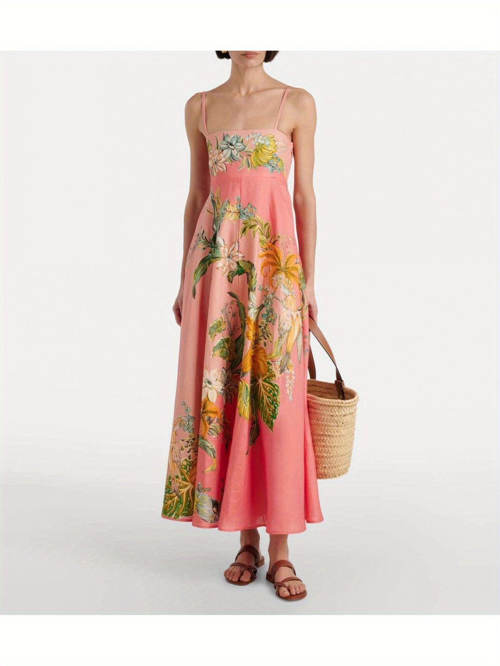 New Women'S Fashion High-Waisted - Printed Casual Dress with Straps