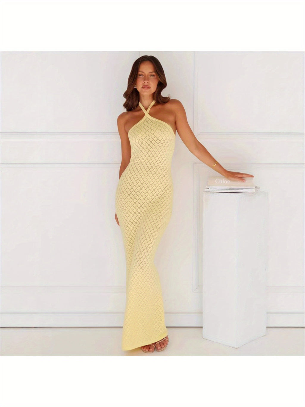 Women's Sexy Beach Dress - One-Shoulder Swimsuit Cover-Up, Long Formal Casual Outfit, Machine Washable Chic Swimwear Wrap for Poolside & Evening Events, Summer Vacation Wear, Elegant Coverup, Fabric, Summer Fashion