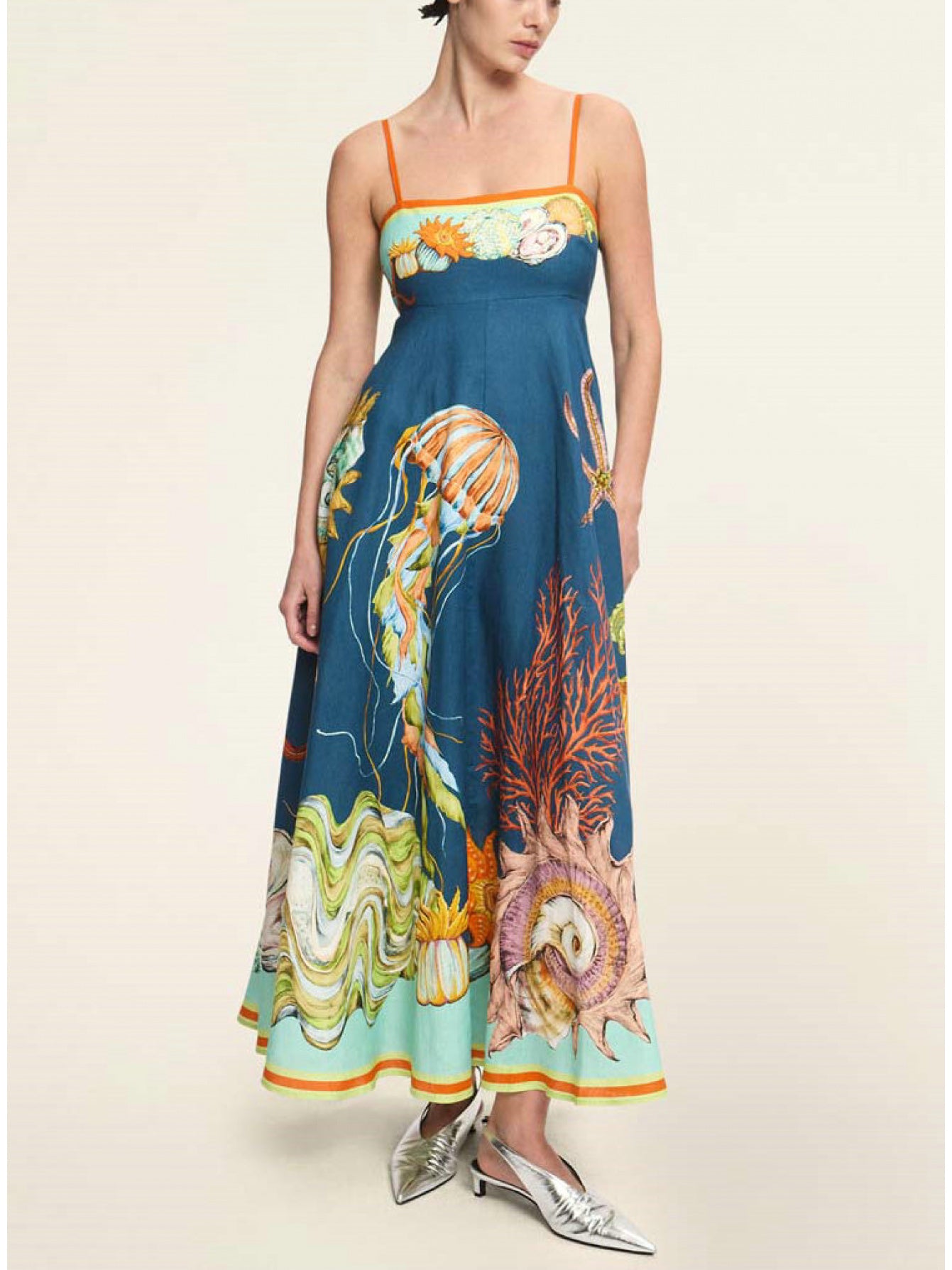 Women's Sleeveless Maxi dress - Tropical print Beach Vacation Dress, Flared Hem for Summer Parties, Casual Outfits - Non-Stretchy Formality, Beach to Dinner Party Attire